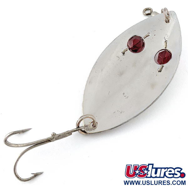 Vintage   Gibbs Ruby eye Wiggler, 1 1/4oz nickel/red eyes fishing spoon #20823