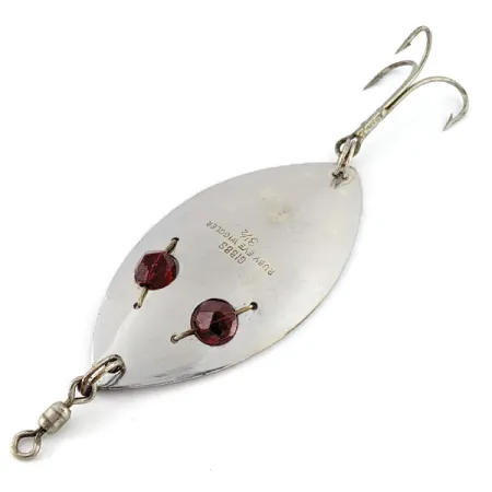 Vintage Gibbs Ruby eye Wiggler, 1 1/4oz nickel/red eyes fishing spoon #20823