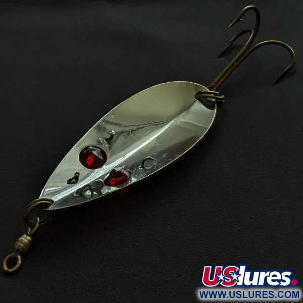 Vintage Gibbs Two -X Ruby Eye 3, 1oz gold/nickel/red eyes fishing spoon #20824