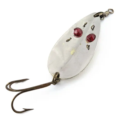 Vintage Gibbs Two -X Ruby Eye 3, 1oz gold/nickel/red eyes fishing spoon #20824