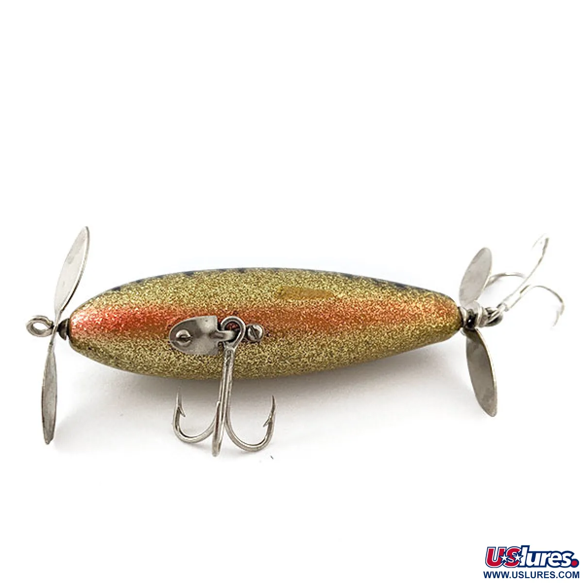 2 belly weight 5 hook antique wood prop bait Vintage Strike King Prop Scout, 3/5oz fishing lure #20842