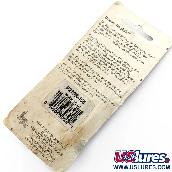  Prescott Spinner Little Doctor 270 Redfish, 1/2oz nickel/red fishing spoon #20851