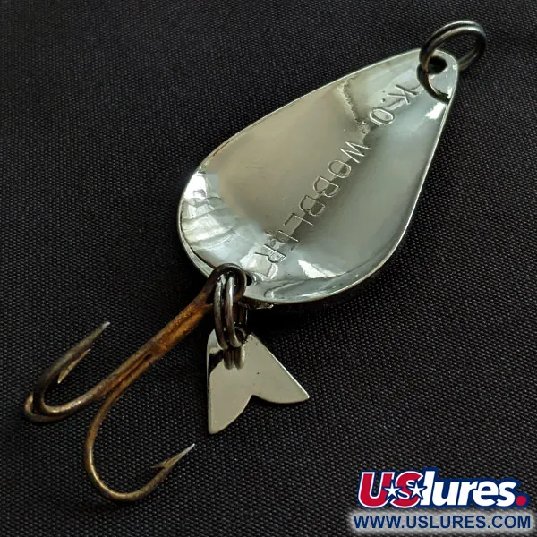Vintage Acme K.O. Wobbler, 1/2oz nickel/blue fishing spoon #20864