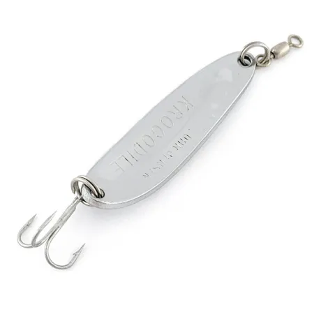 Vintage Luhr Jensen Krocodile #3, 1/2oz nickel/blue fishing spoon #20872