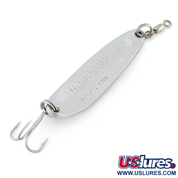 Vintage Luhr Jensen Krocodile #3, 1/2oz nickel/blue fishing spoon #20872