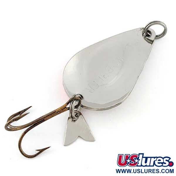 Vintage Acme K.O. Wobbler, 1/2oz nickel/orange fishing spoon #20876