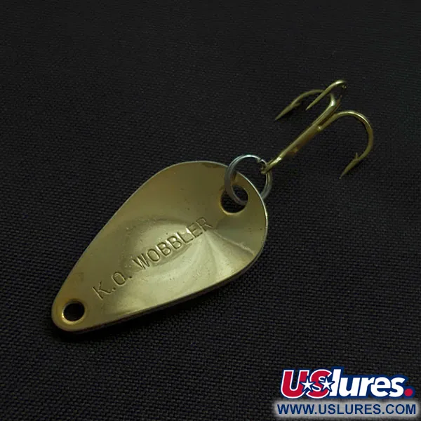 Vintage Acme K.O. Wobbler, 1/8oz black/white/gold fishing spoon #20877