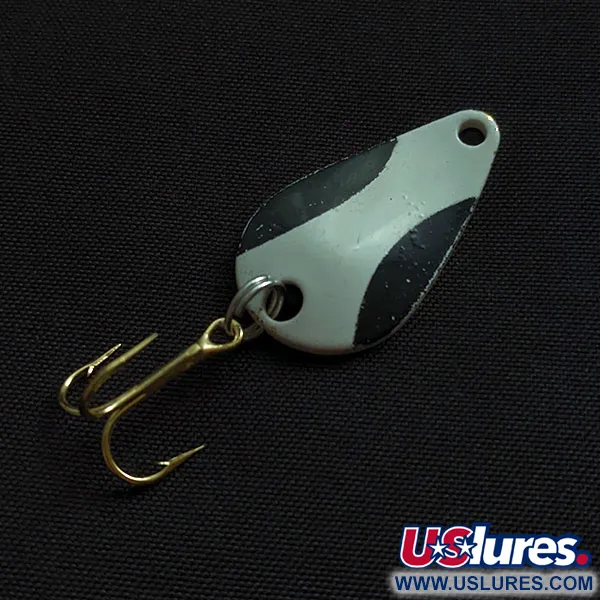 Vintage Acme K.O. Wobbler, 1/8oz black/white/gold fishing spoon #20877