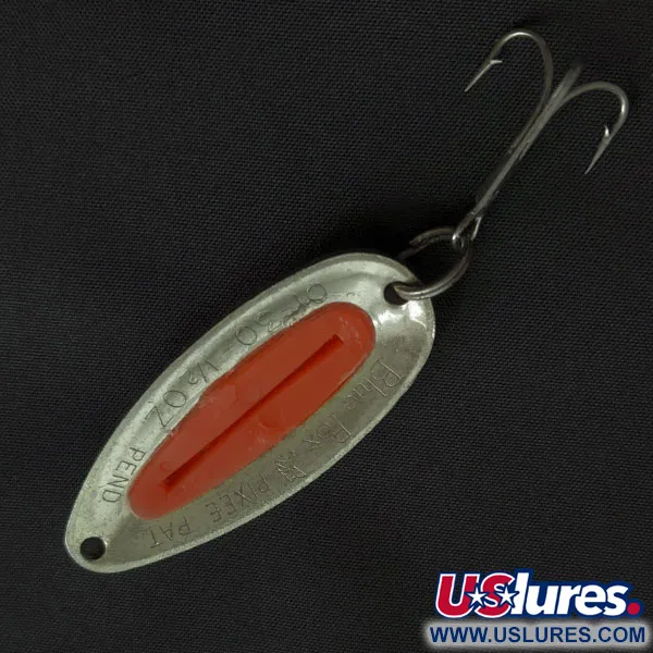 Vintage   Blue Fox Pixee UV, 1/2oz hammered nickel/red fishing spoon #20884
