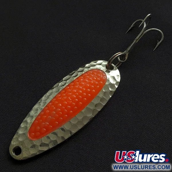 Vintage   Blue Fox Pixee UV, 1/2oz hammered nickel/red fishing spoon #20884