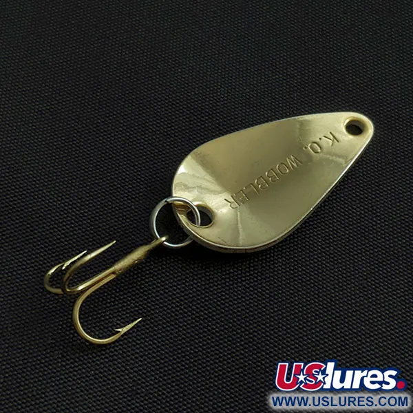 Vintage Acme K.O. Wobbler, 1/8oz white/black/gold fishing spoon #20885