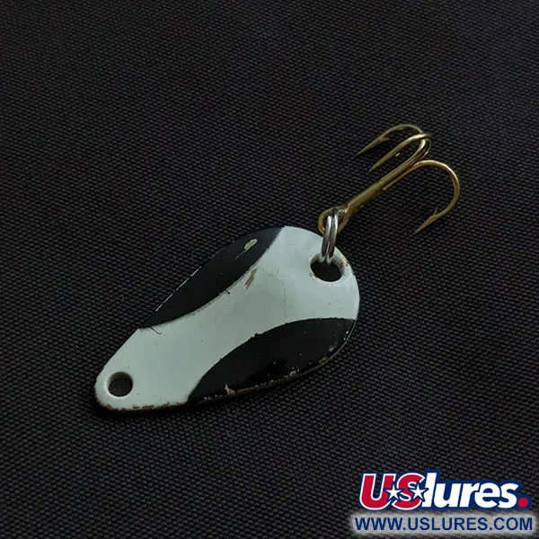 Vintage Acme K.O. Wobbler, 1/8oz white/black/gold fishing spoon #20885