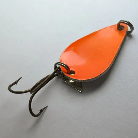 Vintage Acme K.O. Wobbler, 1/4oz nickel/orange fishing spoon #20886