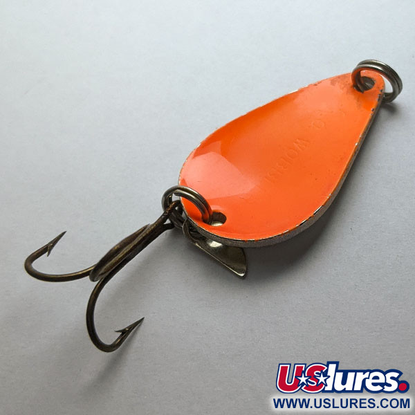 Vintage  Acme K.O. Wobbler, 1/4oz nickel/orange fishing spoon #20886