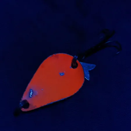 Vintage Acme K.O. Wobbler, 1/4oz nickel/orange fishing spoon #20886