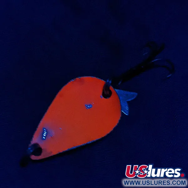 Vintage Acme K.O. Wobbler, 1/4oz nickel/orange fishing spoon #20886