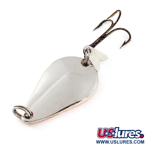 Vintage Acme K.O. Wobbler, 1/4oz nickel/orange fishing spoon #20886