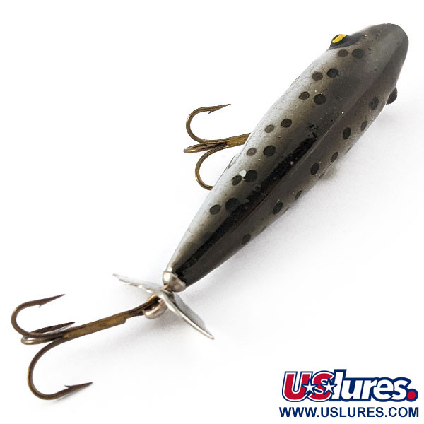 Vintage  Luhr Jensen Rhoden Baby  Johnny Rattler Rattalur, 1/4oz chrome/black fishing lure #20889