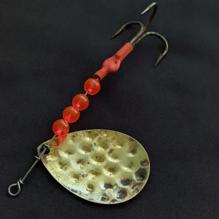 Vintage Luhr Jensen Spinner Glow, 2/5oz white pink Glow - glows in the dark spinning lure #20930