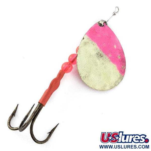 Vintage   Luhr Jensen Spinner Glow, 2/5oz white pink Glow - glows in the dark spinning lure #20930