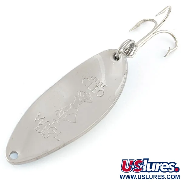 Vintage Seneca Little Cleo (Hula Girl), 2/3oz blue/white pearl/nickel fishing spoon #20948