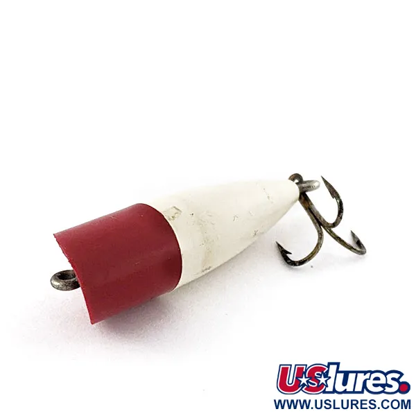 Vintage Atlantic Lures Crack popper, 1/8oz white/red fishing lure #20958