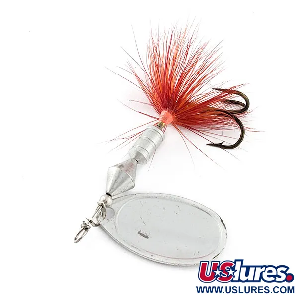 Vintage  Yakima Bait Worden's Sonic Rooster Tail, 1/4oz nickel/red spinning lure #20981