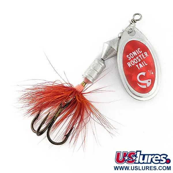 Vintage  Yakima Bait Worden's Sonic Rooster Tail, 1/4oz nickel/red spinning lure #20981