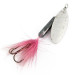 Vintage  Yakima Bait Worden’s Original Rooster Tail 4, 1/4oz silver/pink spinning lure #20983