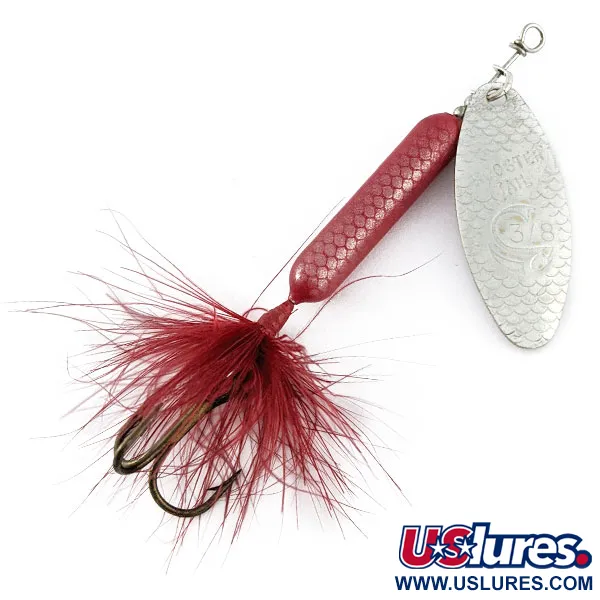 Vintage  Yakima Bait Worden’s Original Rooster Tail, 2/5oz silver/red spinning lure #20984