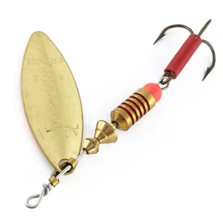 Vintage Mepps Aglia Long 2, 1/4oz gold/orange spinning lure #20988