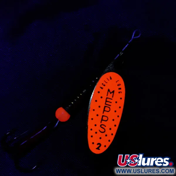 Vintage   Mepps Aglia Long 2, 1/4oz gold/orange spinning lure #20988