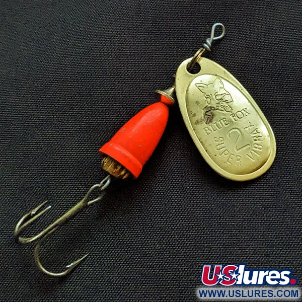 Vintage   Blue Fox Super Vibrax 2, 3/16oz gold/hot pink UV spinning lure #20998