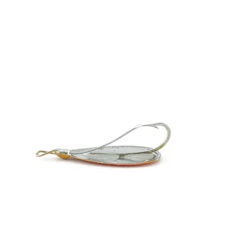 Vintage Johnson Silver Minnow, 3/64oz nickel/orange/green fishing spoon #21014