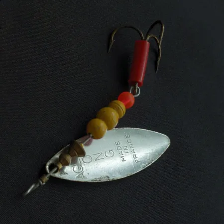 Vintage Mepps Aglia Long 3, 2/5oz Rainbo spinning lure #21018
