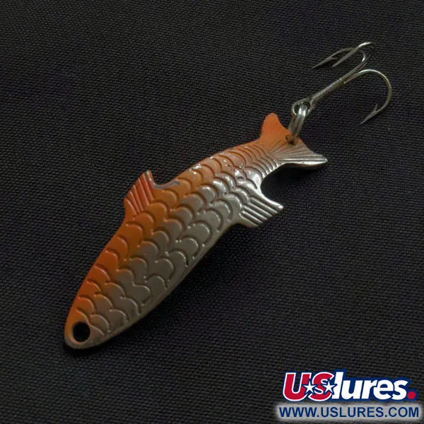 Vintage Acme Phoebe, 1/8oz nickel/orange fishing spoon #21029