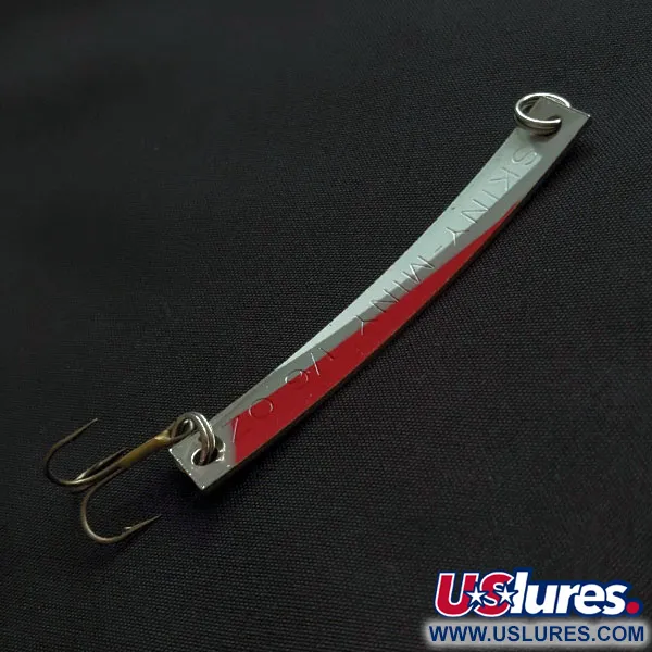 Vintage Yakima Bait Skiny-miny, 3/16oz nickel/red/white fishing spoon #21031