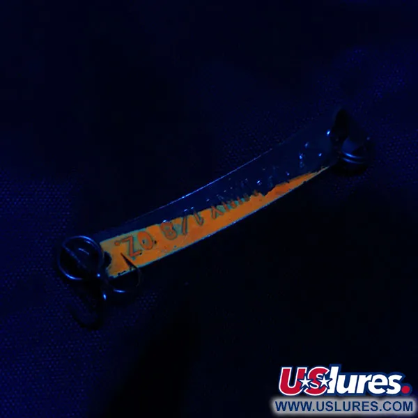 Vintage Yakima Bait Skiny-miny, 1/8oz nickel/orange fishing spoon #21032