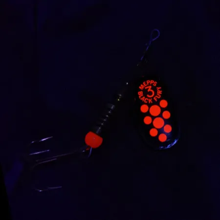 Vintage Mepps Black Fury 3, 1/4oz black/red spinning lure #21049