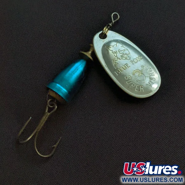 Vintage   Blue Fox Super Vibrax 3, 1/4oz silver/blue spinning lure #21052
