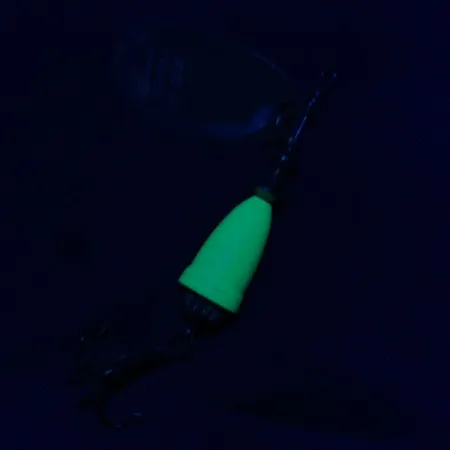 Vintage Blue Fox Super Vibrax 2, 3/16oz silver/green UV spinning lure #21059