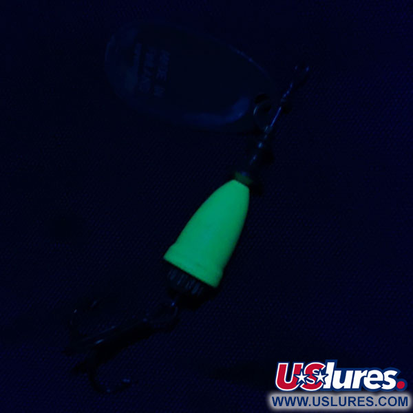 Vintage   Blue Fox Super Vibrax 2, 3/16oz silver/green UV spinning lure #21059