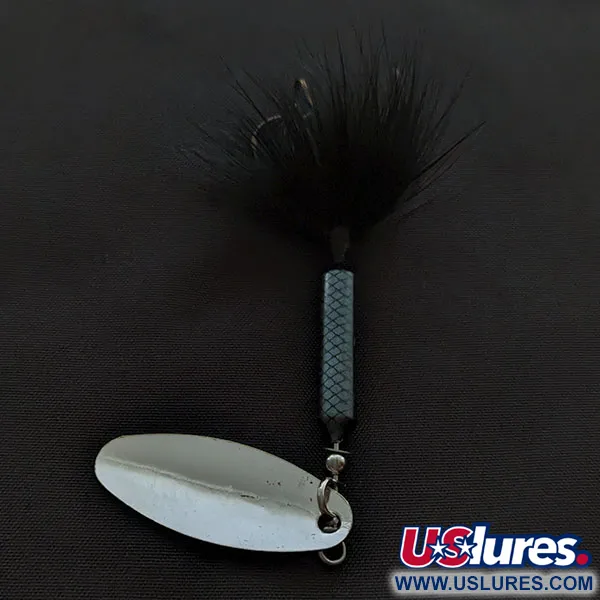 Vintage Yakima Bait Worden’s Original Rooster Tail, 1/4oz silver/black spinning lure #21088
