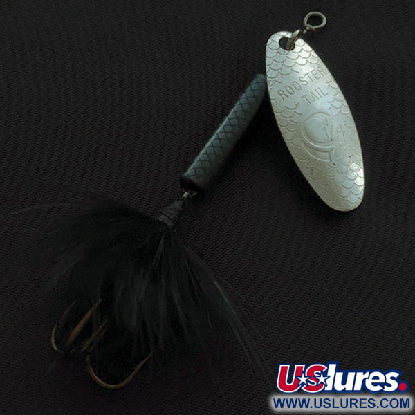 Vintage  Yakima Bait Worden’s Original Rooster Tail, 1/4oz silver/black spinning lure #21088