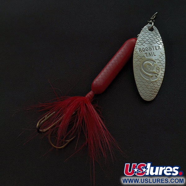 Vintage  Yakima Bait Worden’s Original Rooster Tail, 2/5oz silver/red spinning lure #21089