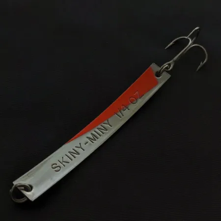 Vintage Yakima Bait Skiny-miny, 1/4oz nickel/orange UV fishing spoon #21097
