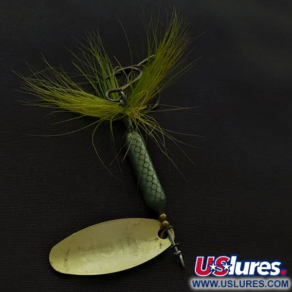 Vintage  Yakima Bait Worden’s Original Rooster Tail, 1/4oz gold/green spinning lure #21098