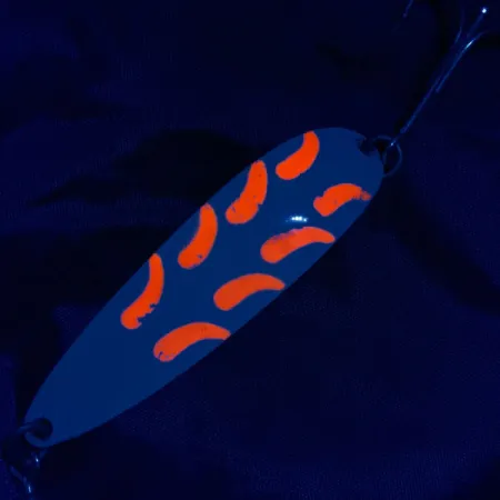 Vintage Luhr Jensen Krocodile #5, 1oz white/orange UV fishing spoon #21107