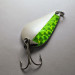 Vintage  Acme K.O. Wobbler, 1/2oz nickel/white/green UV fishing spoon #21108