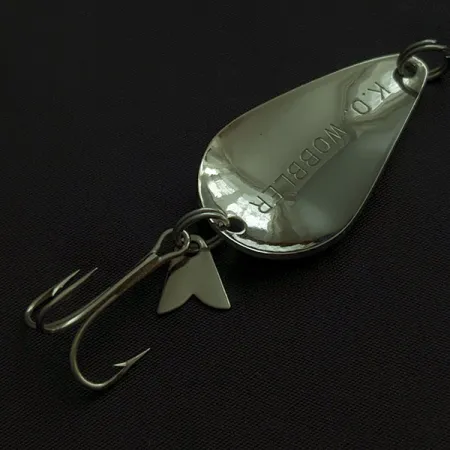 Vintage Acme K.O. Wobbler, 1/2oz nickel/white/green UV fishing spoon #21108